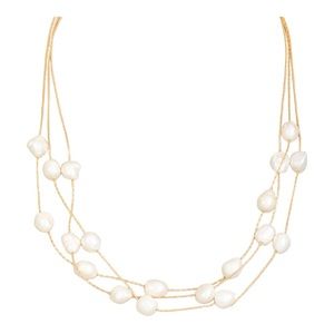 New gold pearly layered necklace